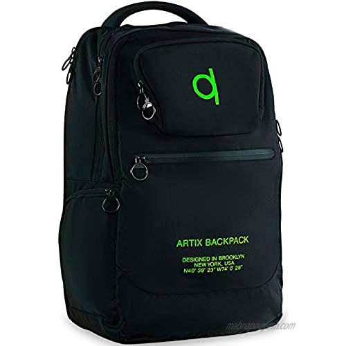 Artix Laptop Travel Backpack Fits up to 17.3 inch Laptop Functional Water Resistant Bag Computer Business Backpacks for Work College Sport Gym Student Gift Bookbag Casual Daypack (Black & Green)