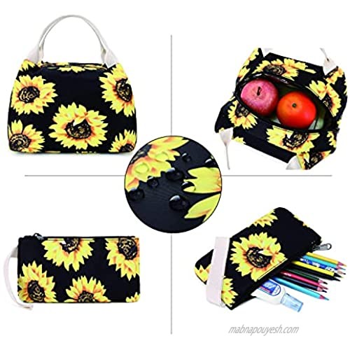 Backpack for Teen Girls Sunborls Sunflower Lightweight High-capacity Middle Student Bookbag Women College Backpack 3 in 1with Lunch+Purse/Pencil bag