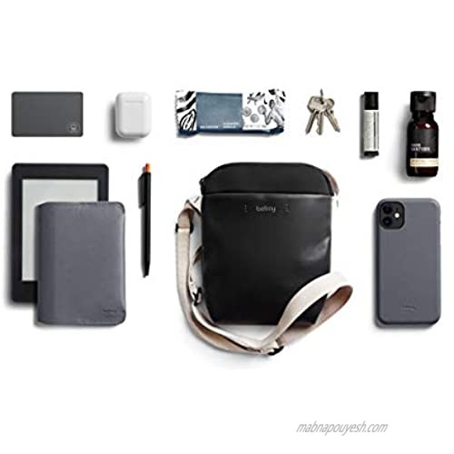 Bellroy City Pouch Premium (Leather Cross-Body Bag e-Reader or Small Tablet Wallet Sunglasses Phone) - Black Sand