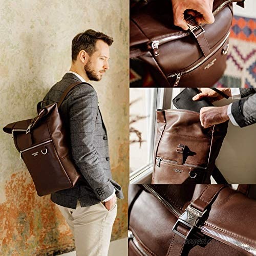 Berliner Bags Premium Leather Backpack Harlem Laptop Bag and Travel Rucksack for Men Women - Dark Brown