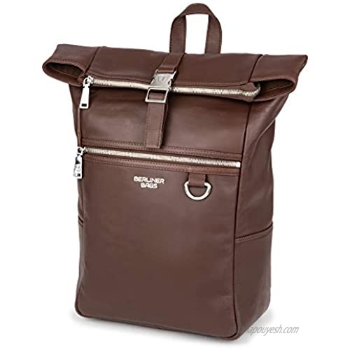 Berliner Bags Premium Leather Backpack Harlem  Laptop Bag and Travel Rucksack for Men Women - Dark Brown