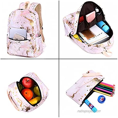 BLUBOON Teen Girls School Backpack Kids Bookbag Set with Lunch Box Pencil Case Travel Laptop Backpack Casual Daypacks (Pink)