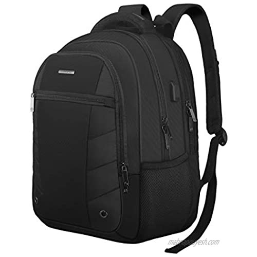 Business Travel Laptop Backpack 17 Inch  TOGORE TripPro Durable Computer Backpack with USB Charging Port for Men & Women  40L Large Water Resistant College School Backpack-Black