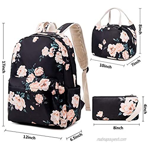 Goodking Floral Canvas Backpack for Women Teen Girls School Rucksack College Bookbag Lady Travel Backpack 14Inch Laptop Bag