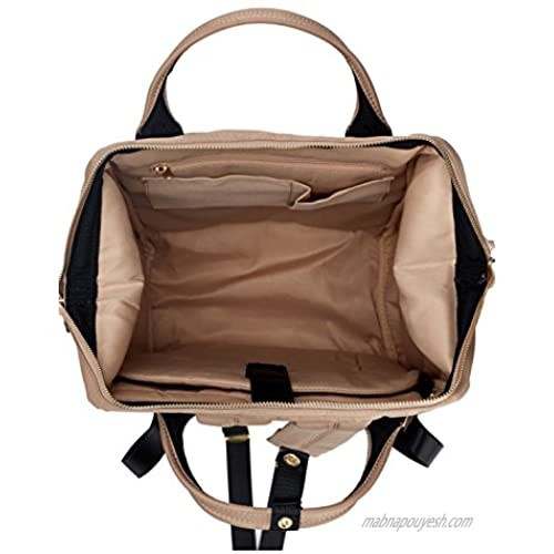 Kah&Kee Nylon Backpack Diaper Bag with Laptop Compartment Waterproof Work Travel School for Women Man (Beige)