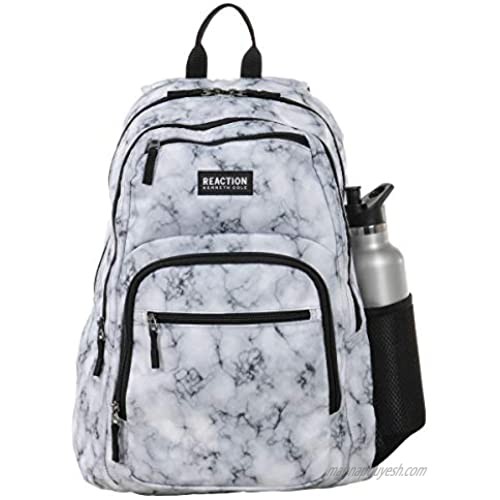 Kenneth Cole Reaction Printed Dual Compartment 16” Laptop & Tablet Backpack for School Travel & Work White Marble Laptop