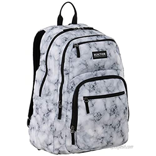 Kenneth Cole Reaction Printed Dual Compartment 16” Laptop & Tablet Backpack for School  Travel  & Work  White Marble  Laptop