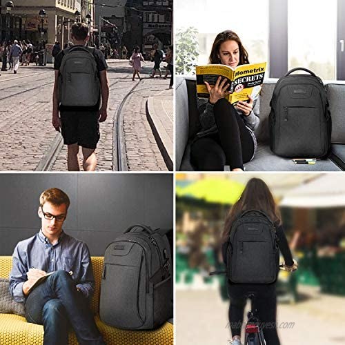 KROSER Laptop Backpack for 15.6 Inch Travel Business Computer Backpack with USB Charging Port Water-Repellent College School Casual Daypack for Men/Women-Charcoal Black