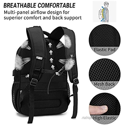 Laptop Backpack Professional Business Travel Durable Anti Theft Laptops Backpack with USB Charging Port Water Resistant College Backpack for Women & Men Fits 15.6 Inch Laptop and Notebook Black