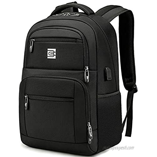 Laptop Backpack  Professional Business Travel Durable Anti Theft Laptops Backpack with USB Charging Port  Water Resistant College Backpack for Women & Men Fits 15.6 Inch Laptop and Notebook  Black