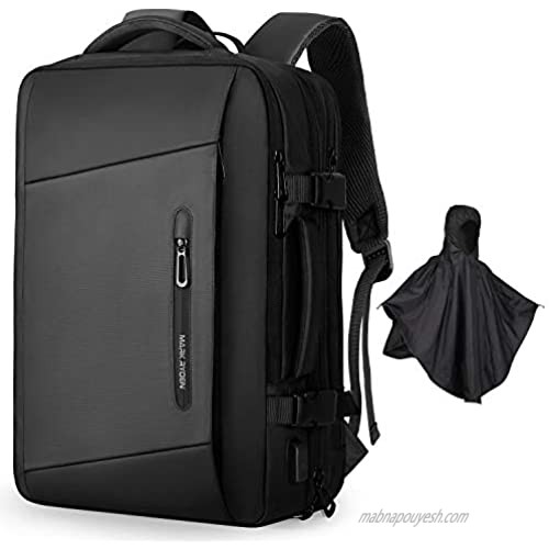Markryden Laptop Backpack with raincover carry-on travel backpack water-proof expandable backpack with Rain Cover USB Charging Port for School Travel Work Bag Fits 17.3/15.6 Inch Laptop