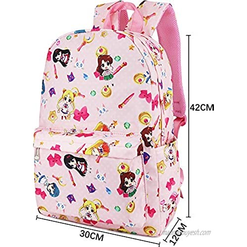 Roffatide Anime Sailor Moon Backpack Tsukino Usagi Luna Artemis All Over Print Girls School Bag Chibi Moon Laptop Backpack