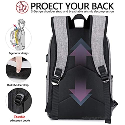 School Backpack Lightweight Student Laptop Bookbag for Teen Boys Girls-Grey