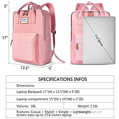 SOCKO Laptop Backpack for Women / Girls Stylish College Backpack School Bag Lightweight Bookbag Travel Work Carry On Backpack Casual Daypack Rucksack Computer Bag Fits up to 15.6 Inch Laptop Pink