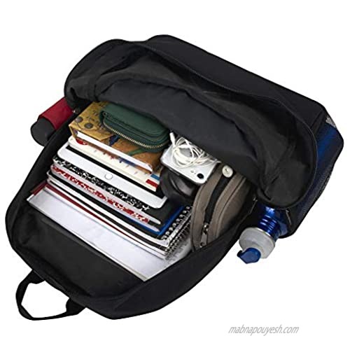 Solid Color Backpack for School - Backpack with Reflector Strip Side Pockets Padded Straps (Black)