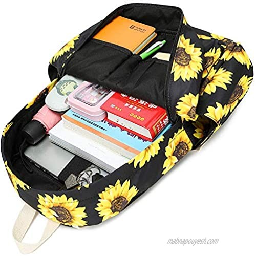 Sunflower Laptop Backpack with USB Charging Port Water Resistant Casual Daypack School Bookbag for College Girls Women