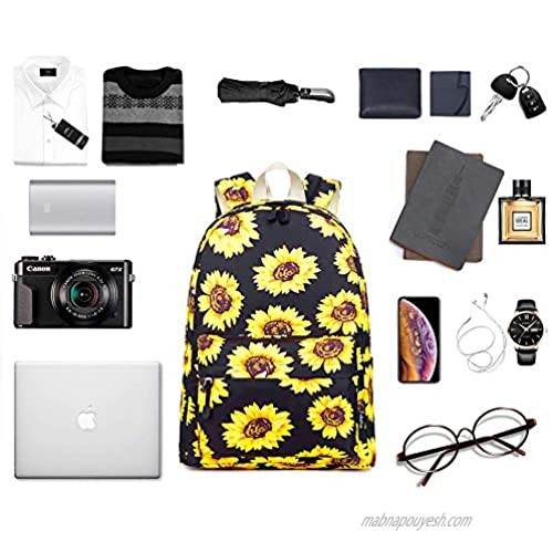 Sunflower Laptop Backpack with USB Charging Port Water Resistant Casual Daypack School Bookbag for College Girls Women