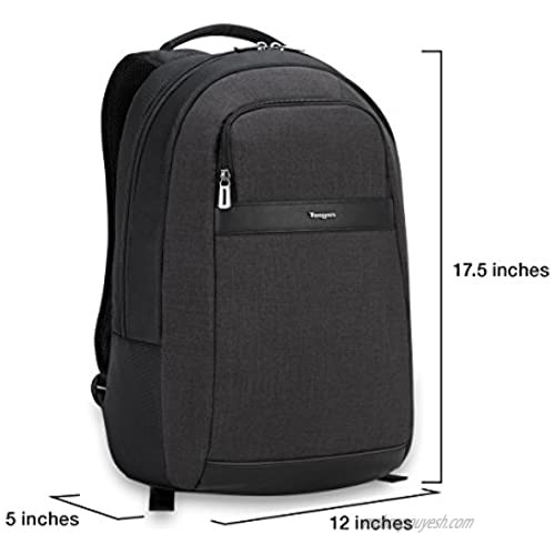 Targus CitySmart Laptop Backpack for Professional Business Travel with Durable Weather-Resistant Air Mesh Back Support Tablet Compartment and Protective Sleeve for 15.6-Inch Laptop Gray (TSB892)