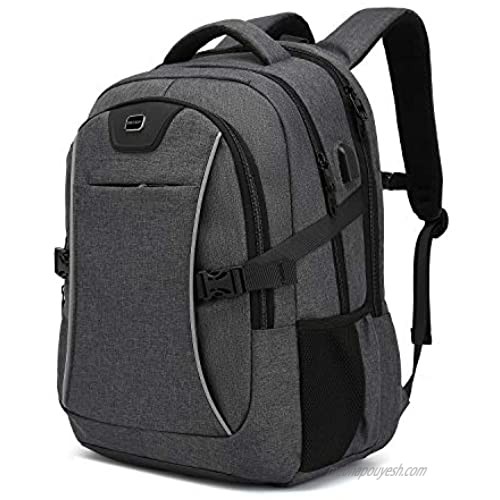 Travel Laptop Backpack  17 Inch Drop Protection Computer Backpacks Durable Hiking Work Business Daypack Water Resistant Schoolbag with USB Charging Port  Gifts for Men Women Boys Girls(17 Inch  Dark Grey)