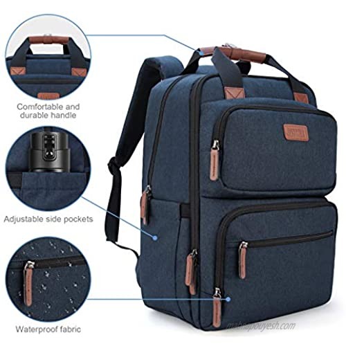 Travel Laptop Backpack Business Durable Backpack with USB Charging Port for Men Women Water Resistant Computer Bag College School Bookbag Backpack Fits 15.6 Inch Laptop Dark Blue