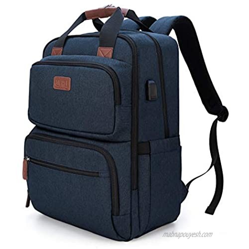 Travel Laptop Backpack  Business Durable Backpack with USB Charging Port for Men Women  Water Resistant Computer Bag College School Bookbag Backpack Fits 15.6 Inch Laptop  Dark Blue