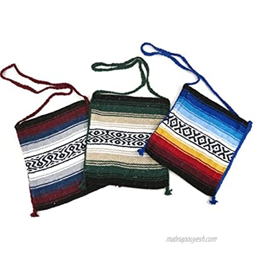 3 Pack Recycled Mexican Tote Purse Bag Falsa 13" X 16" Assorted