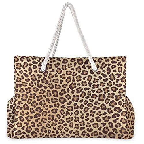 ALAZA Leopard Spotted Shoulder Tote Bags for Gym Travel Beach Inner Pockets
