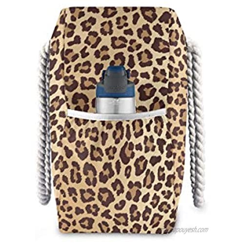 ALAZA Leopard Spotted Shoulder Tote Bags for Gym Travel Beach Inner Pockets