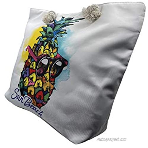 Alfa Bags Sun Beach Cool Pineapple Beach Tote Shoulder Bag