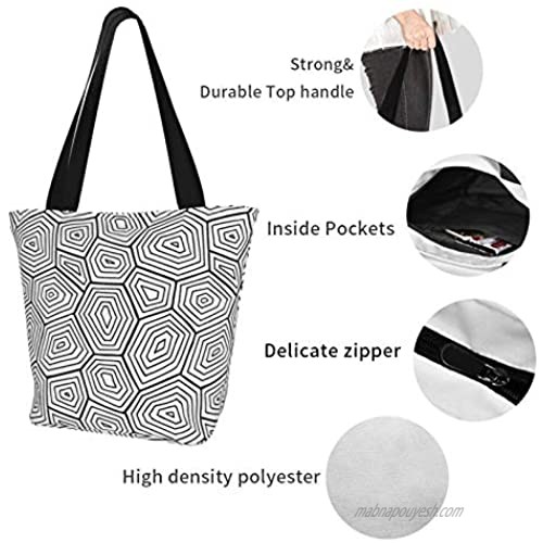 antcreptson Outlines Turtle Shell Extra Large Canvas Shoulder Tote Top Handle Bag for Gym Beach Weekender Travel Shopping