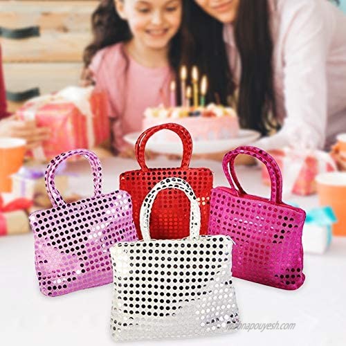ArtCreativity Sequin Tote Bags for Kids Set of 4 Cute Sequined Purses for Girls with Color Changing Sequins Princess Party Favors Fun Dress-Up Accessories for Girls Pretty Assorted Colors