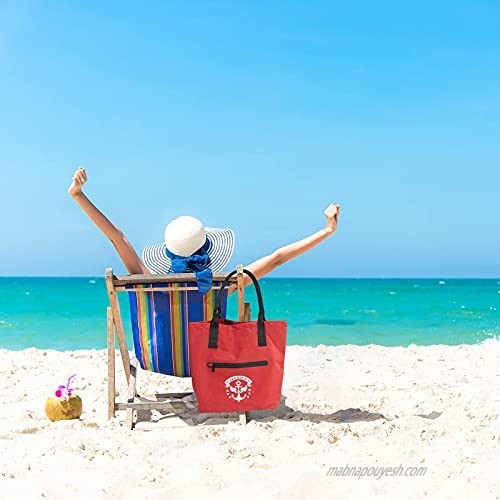 Beach Bag Tote Bag Reusable Shopping Bag for Women Waterproof Sandproof Red