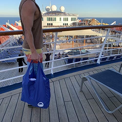 Collapsible Travel Tote Bag for Cruise Beach Shopping & Travel - Foldable & Packable into Small Pouch - Large Lightweight Waterproof Nylon Totes