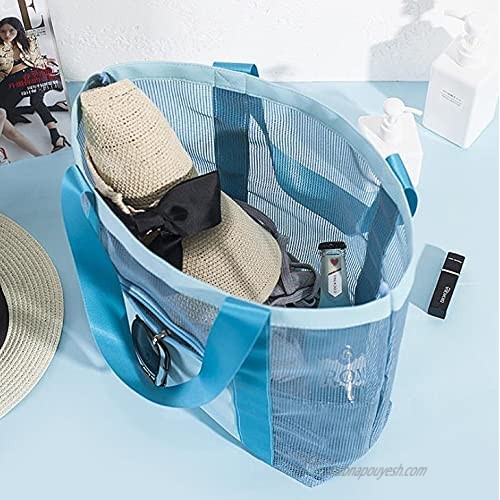 IRISFLY Mesh Beach Bag – Family Tote & Pool Bag Large Toy Beach Tote Bag - Extra Storage Foldable Lightweight