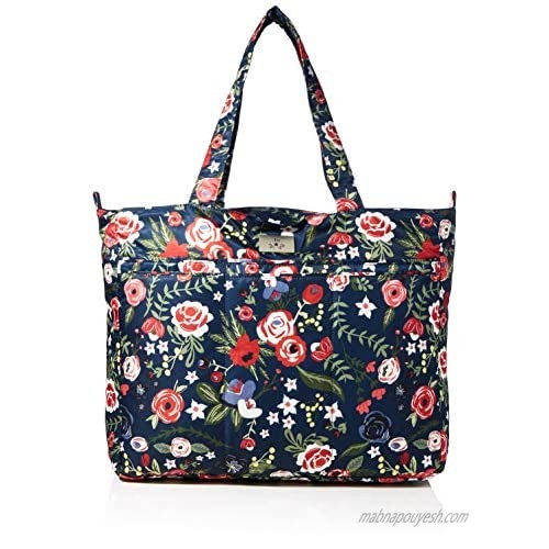 JuJuBe Limited Edition Super Be Large Everyday Lightweight Zippered Tote Bag  Midnight Posy