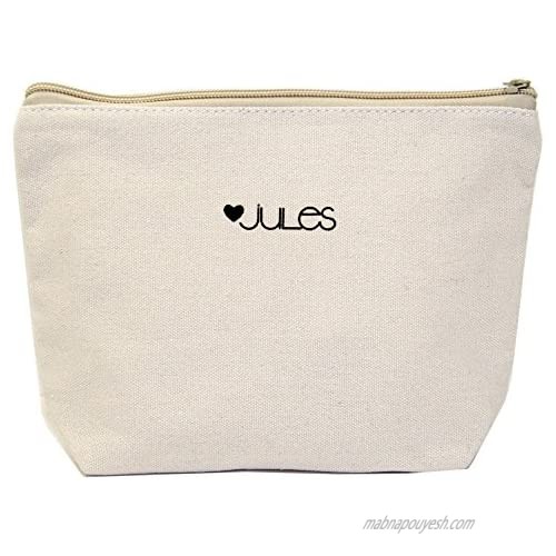 Jules Natural Canvas Cosmetic Bag With Zipper Closure Go Fly Explore Voyage Roam Journey Discover Adventure Travel