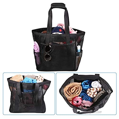 Large Mesh Beach Bag Tote Bag for Swimming Shopping Bag Travel Bag W/Pockets and Zipper