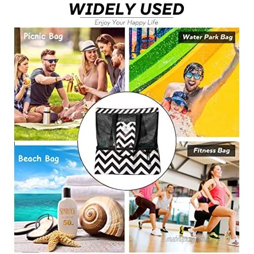 Mesh Beach Bag with Cooler Beach Tote Travel Picnic Toy and Grocery Storage Bags