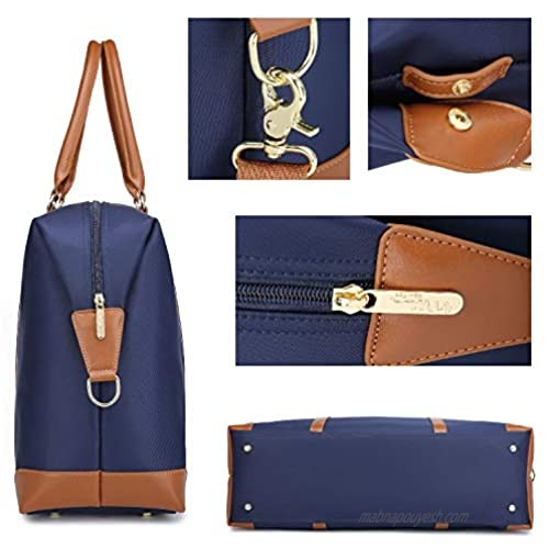 NNEE Large Oversized Water Resistance Nylon Travel Tote Bag/Overnight Weekend Duffle Shoulder Bag with Trolley Strap Design - Navy