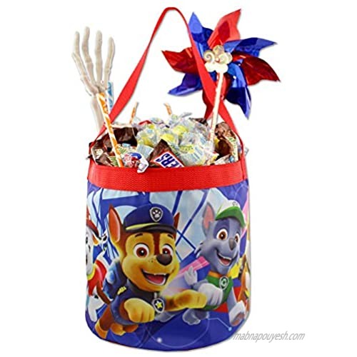 Paw Patrol Boys Girls Collapsible Nylon Gift Basket Bucket Toy Storage Tote Bag (One Size Blue/Red)