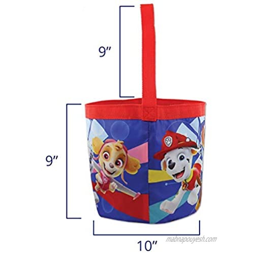 Paw Patrol Boys Girls Collapsible Nylon Gift Basket Bucket Toy Storage Tote Bag (One Size Blue/Red)