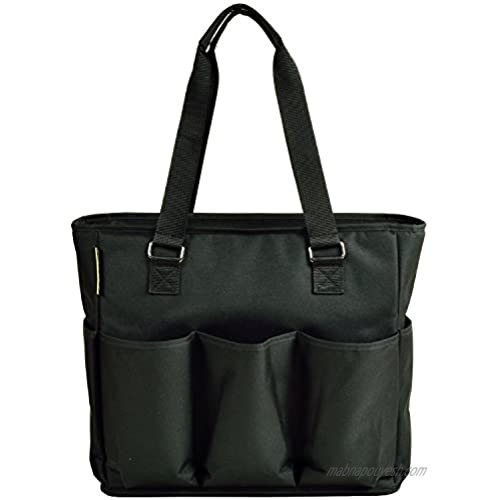 Picnic at Ascot 541-BLK Large Insulated Multi Pocketed Travel Bag With 6 Exterior Pockets  Black