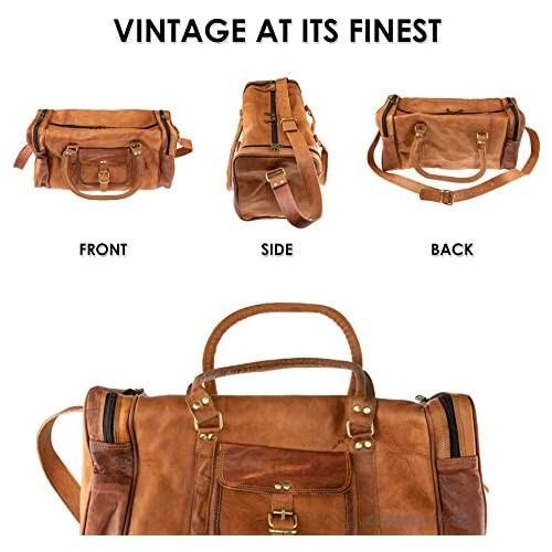 Riverbend Leather Bag Large Vintage Travel Bag Organizer for Men and Women Brown