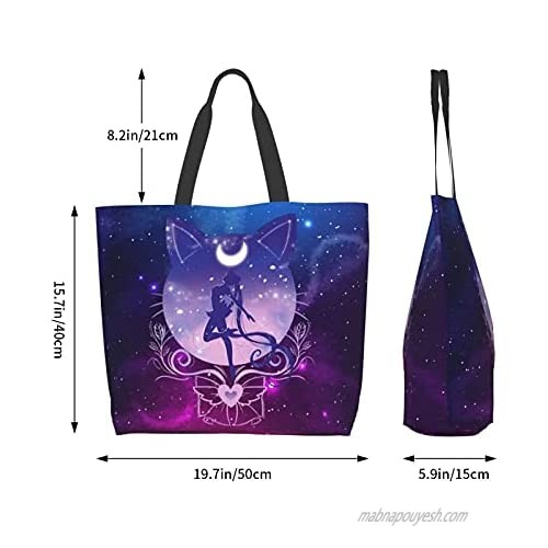 Sailor Moon Large Beach Bag Women Weekender Travel Gym Tote Bag Handbag Waterproof Reusable Grocery Shopping Bags