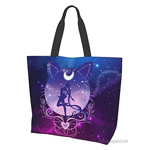 Sailor Moon Large Beach Bag Women Weekender Travel Gym Tote Bag Handbag Waterproof Reusable Grocery Shopping Bags