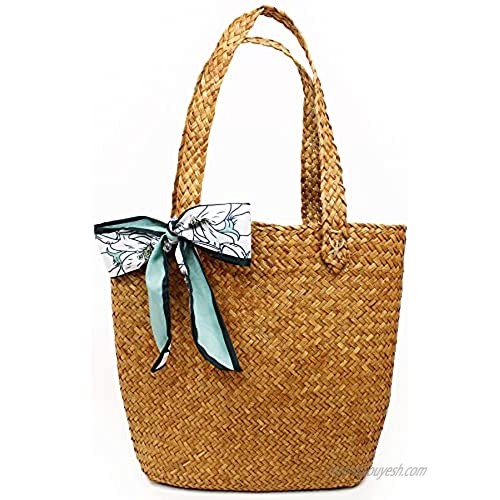 TICYACK Women Straw Shoulder Bag - Summer Beach Bag  Straw Tote Bag - Handmade Shoulder bag for Daily Use  Beach  Travel