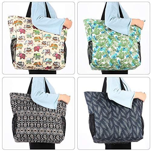 Water Resistant Large Tote Shoulder Bag w/ Pocket for Gym Beach Travel Daily