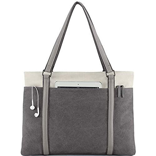 Wearigoo Laptop Tote Bag for Women 15.6 Inch Canvas Large Shoulder Handbag Purse Bags with Zipper and Pockets