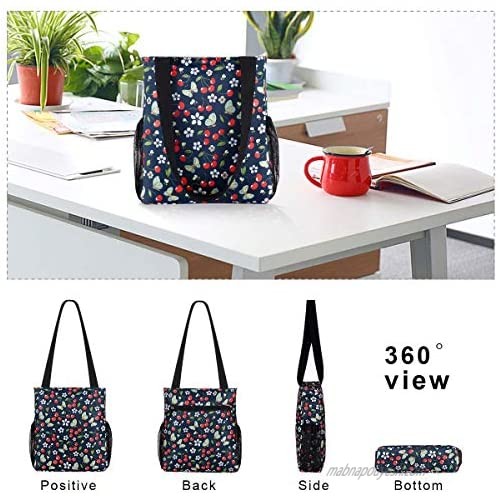 Women Floral Tote Bags Large Shoulder Bag Fashion Handbag with Zipper Closure for Beach Swimming School Shopping Travel