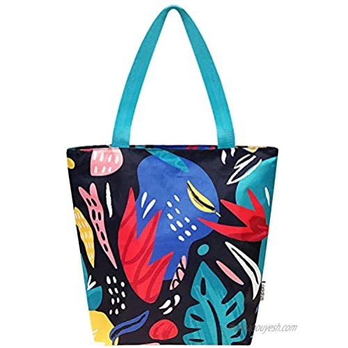Wrapables Carryall Shopping Travel Tote Bag with Durable Ripstop Polyester - Foldable  Waterproof  and OEKO-TEX Certified  Large  Dark Retro